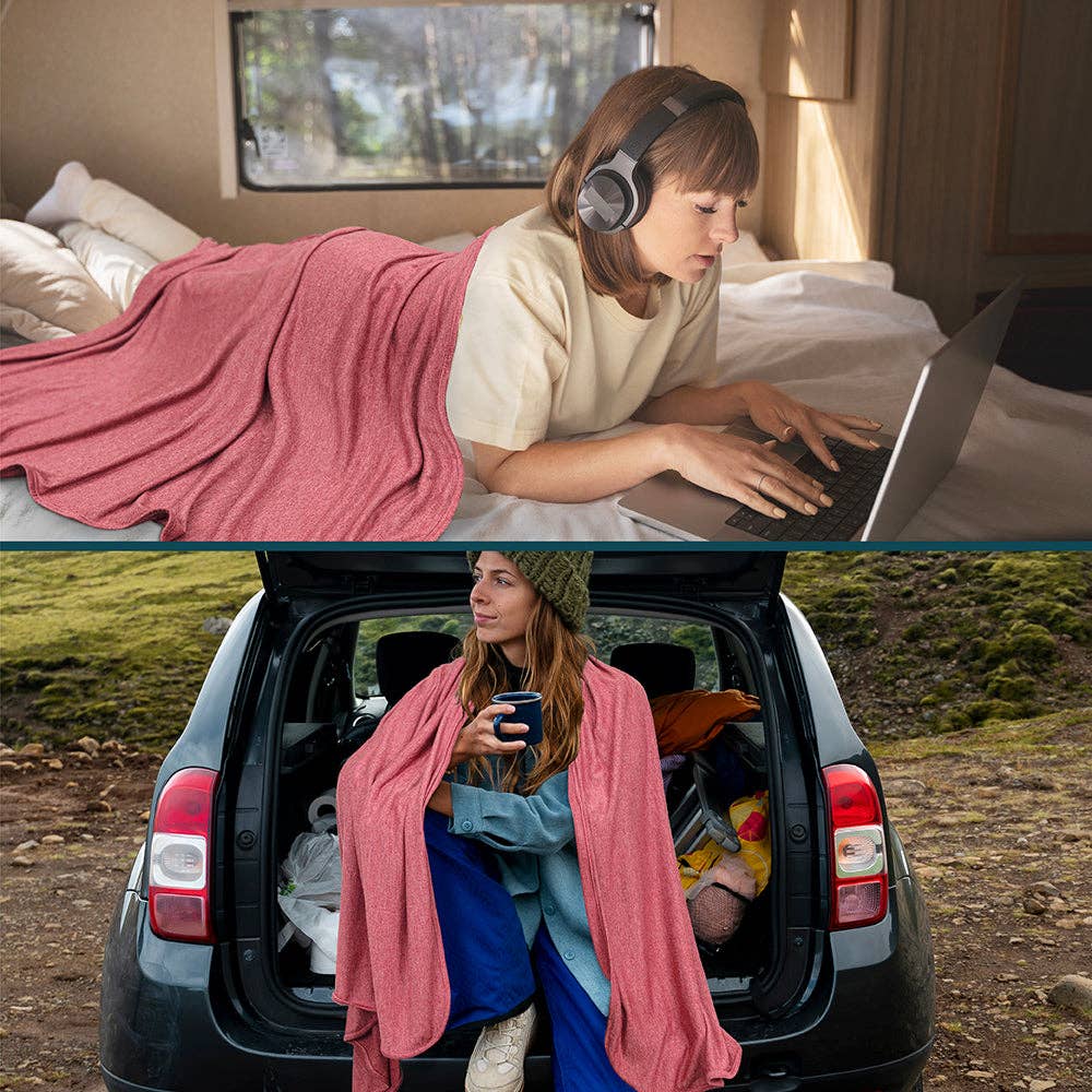 Pavilia - Wholesale Travel Blanket - Compact Fleece Travel Blanket Pillow25