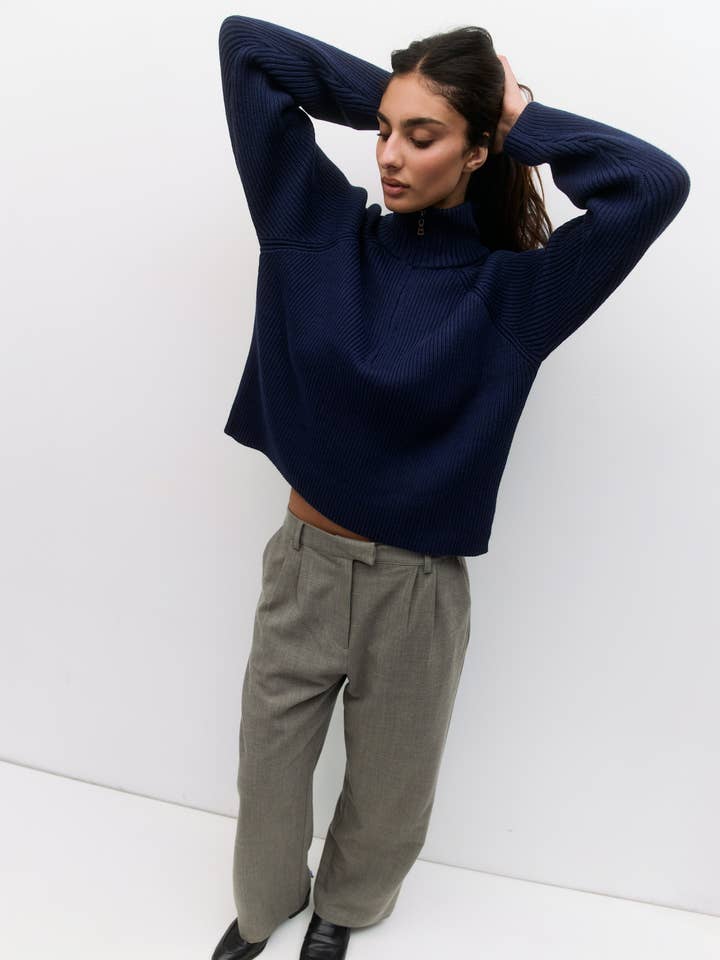 MOD REF - Wholesale Knit Sweater - Women's - The Jules Sweater | Half-Zip Chunky Sweater12