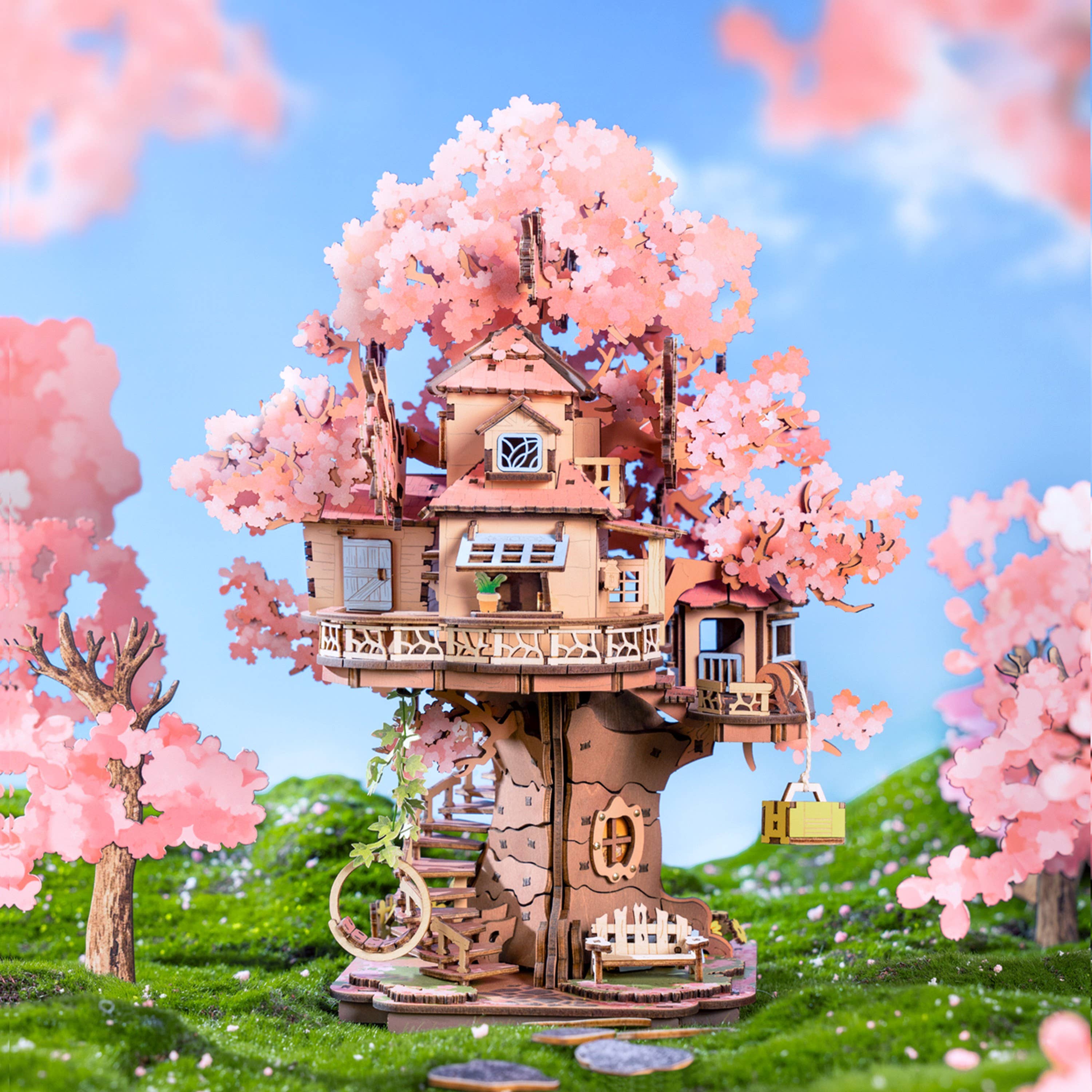 Hands Craft - Wholesale Puzzle - Kids - DIY Wooden Puzzle: Sakura Tree House6