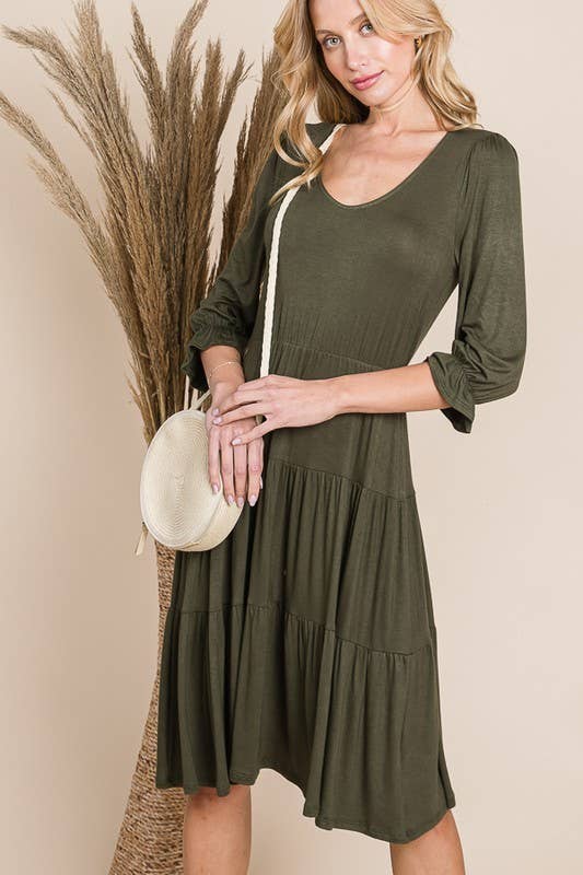 Reborn J - Wholesale Dress - Women's - Three Quarter Sleeve Tiered Dress5