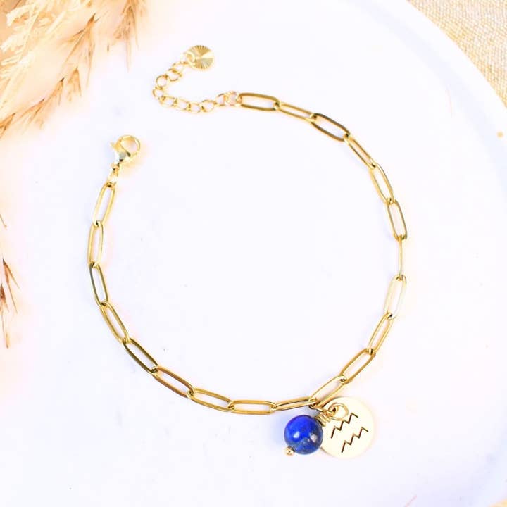 Astrologisk tegn armbånd Vandmanden - rustfrit stål for engroshandel hos Minéralissime
