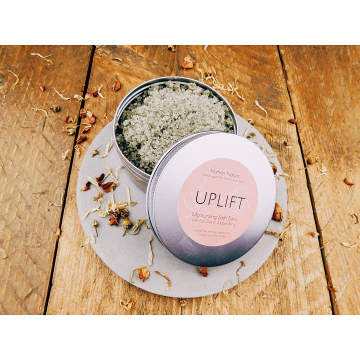 Uplift Organic Moisturising Bath Salts - Tea Tree & Juniper for wholesale by Human Nature Organics US