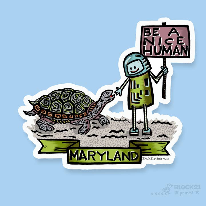 Maryland Vær Et Rart Menneske Klistermærke - Skildpadde - Terrapin for engroshandel hos Block21Prints
