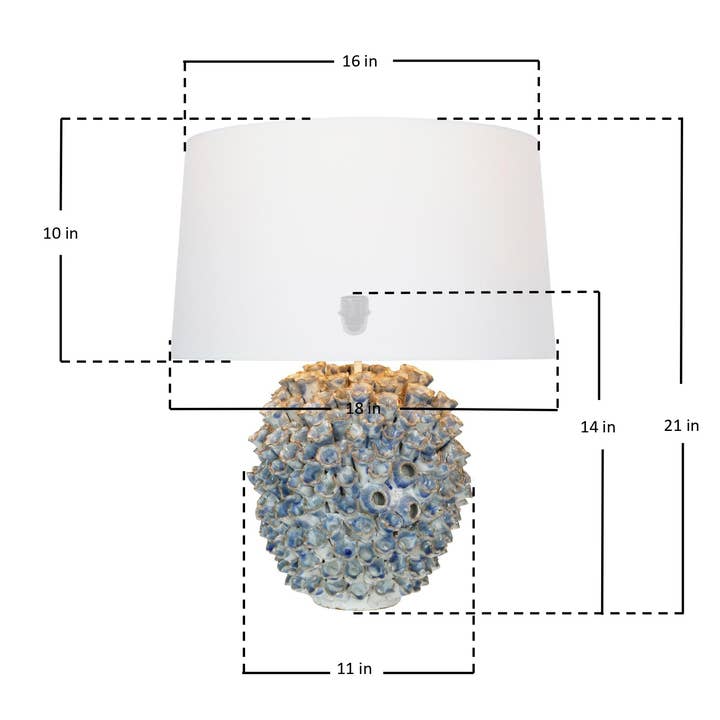 Continental Home - Vente Lampes d'appoint/de bureau - Lampe de bureau en céramique artisanale thaïlandaise bleue El Coral1