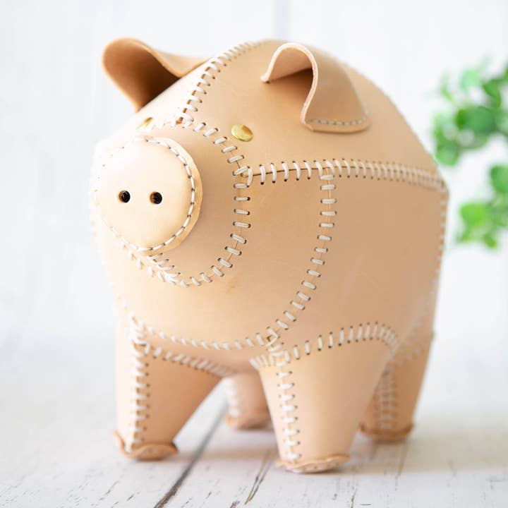 Handmade Leather Piggy Bank for wholesale by Split Rail Leather