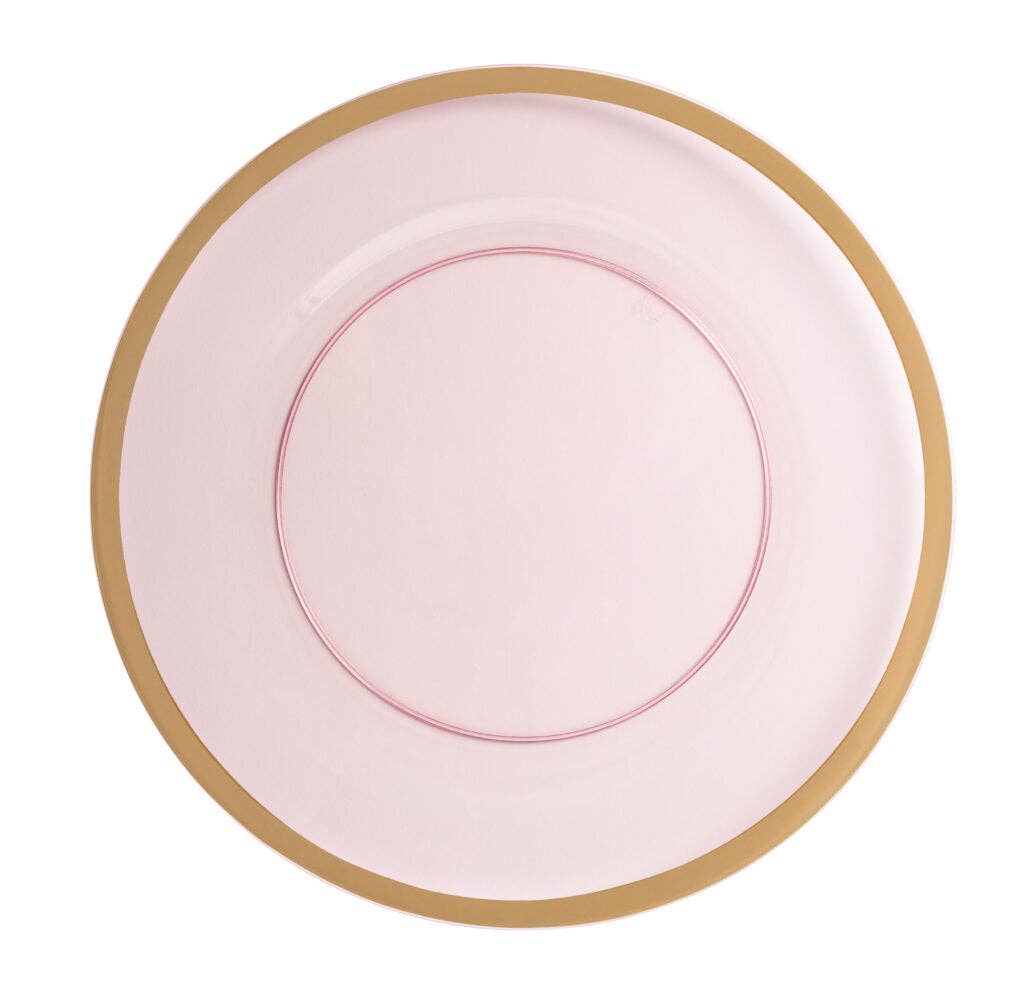 EcoQuality - Wholesale Charger Plate - 13" Plastic Pink Charger Plates Gold Rim1