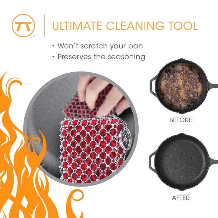 Fox Run Brands - Venta al por mayor Paño de limpieza - Almohadilla de fregar Outset Chain Mail de hierro fundido, 4.5 x 3.5 pulgadas8