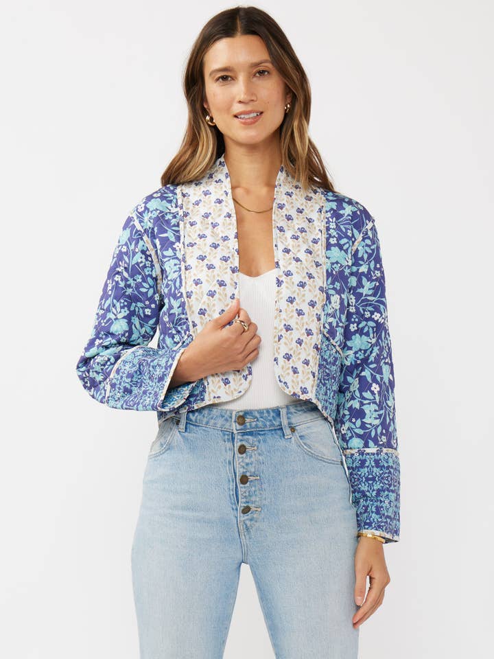 Floral Print Reversible Quilted Jacket for wholesale by Lovestitch