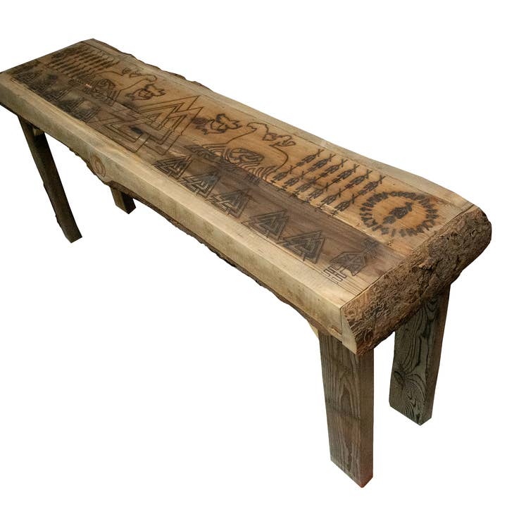 Live Edge Odin Invocation Bench for wholesale by Oreamnos Oddities
