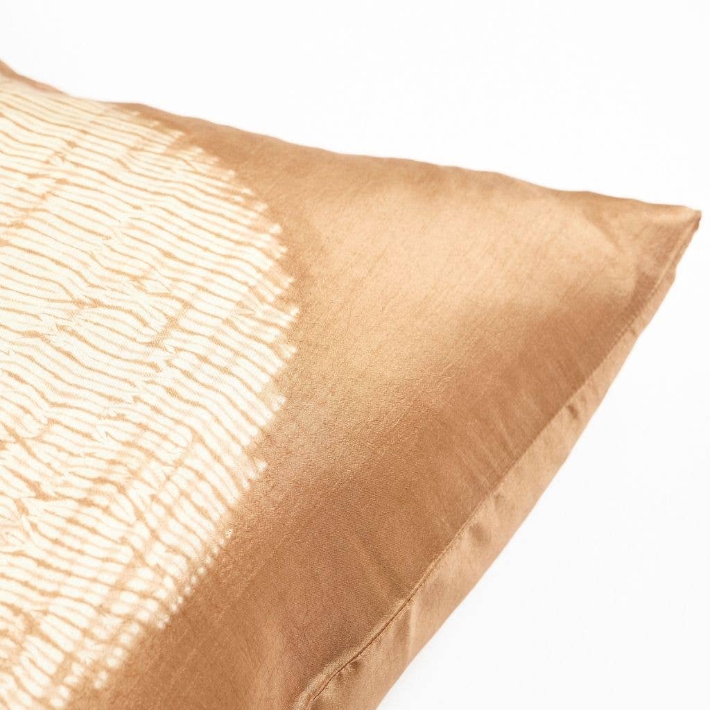 Variously - Wholesale Throw/Decorative Pillow - Shunya Gold Handcrafted Shibori Print Mulberry Silk Pillow3