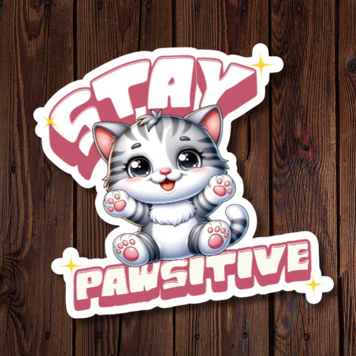 Blijf Pawsitive - Kitten - Sticker voor wholesale door Roxanne Johnston Designs