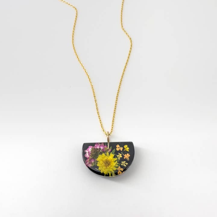 Botanical Small Half-Moon Pendant (Mix 3) for wholesale by Belart Fair Trade