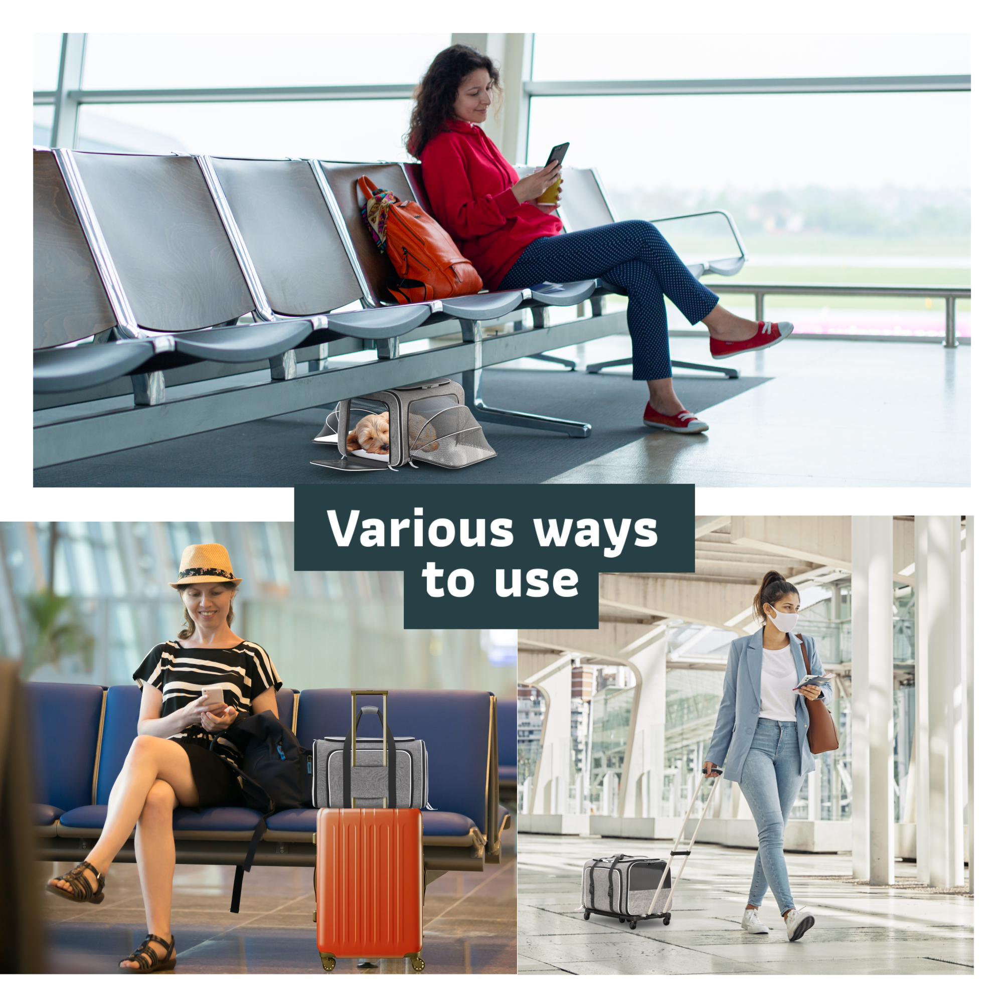 Katziela - Venta al por mayor Transportín - Gatos y perros - Transportadora para mascotas Katziela Rolling Rover con ruedas, expandable y autorizada para aerolíneas23