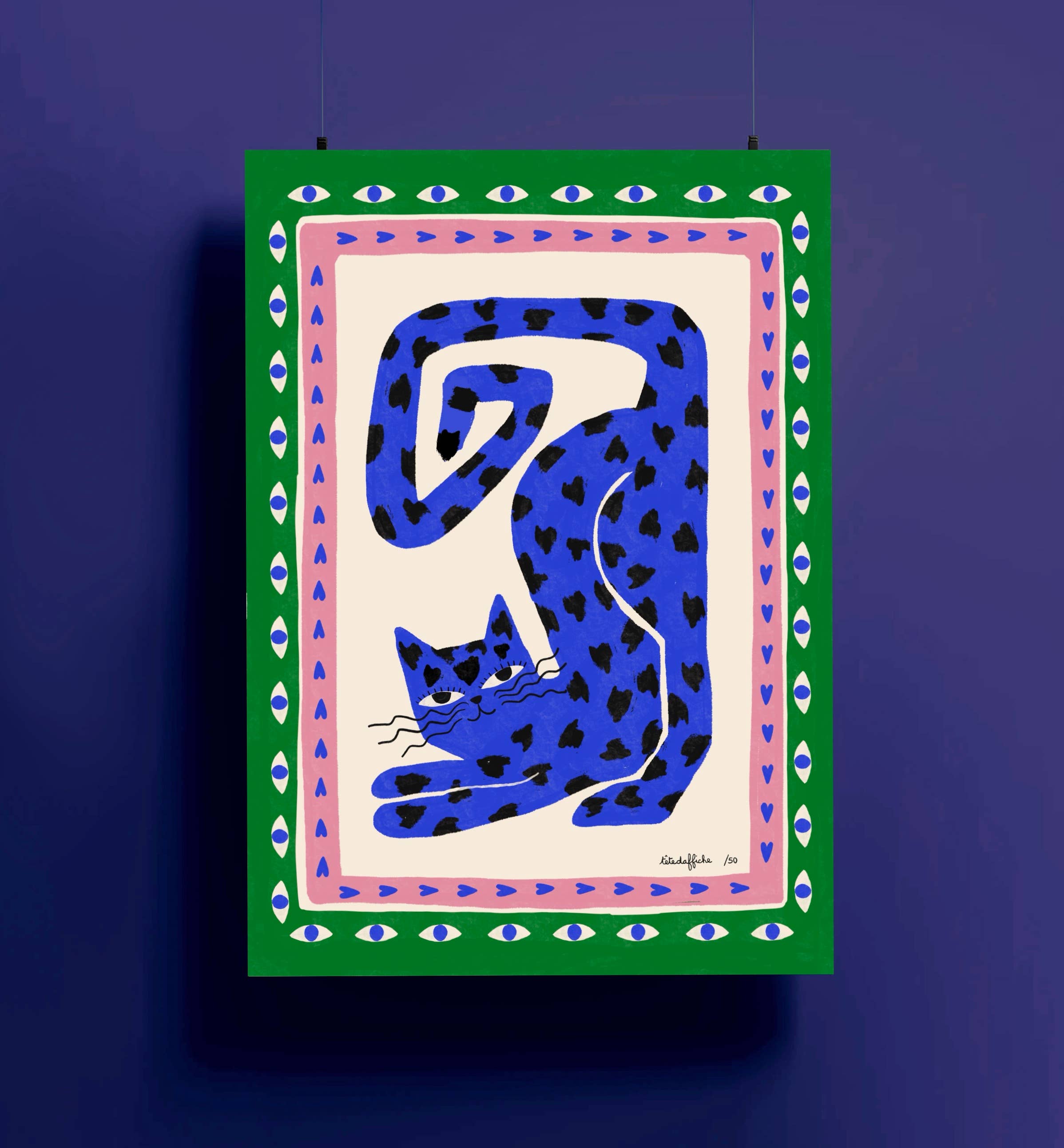TETE D'AFFICHE - Wholesale Art Print - BLUE CAT POSTER
