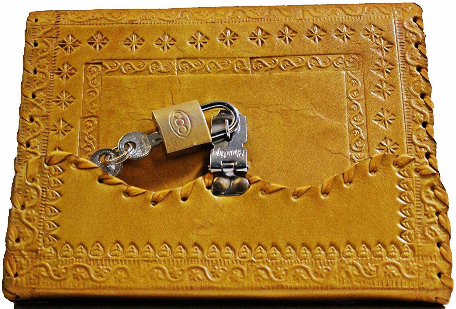 Tuzech Leather - Vente Journal intime - Journal en cuir TUZECH pour hommes et femmes, carnet en cuir pour écrire des poèmes, carnet de croquis, carnet de notes pour tenir des registres, mémoire personnel avec serrure et clé - Non ligné 7 pouces15