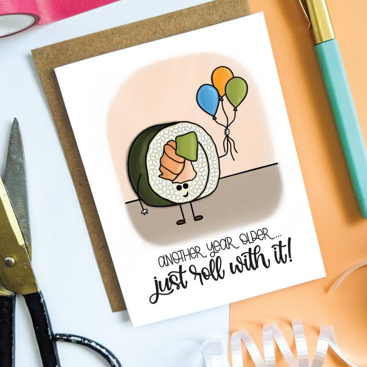 Roll With It Birthday Greeting Card for wholesale by Real Happy Designs