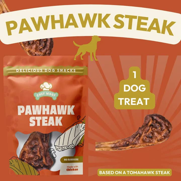 PAWHAWK STEAK - Natural Dog Treat 1x48g for wholesale by Chef Woof
