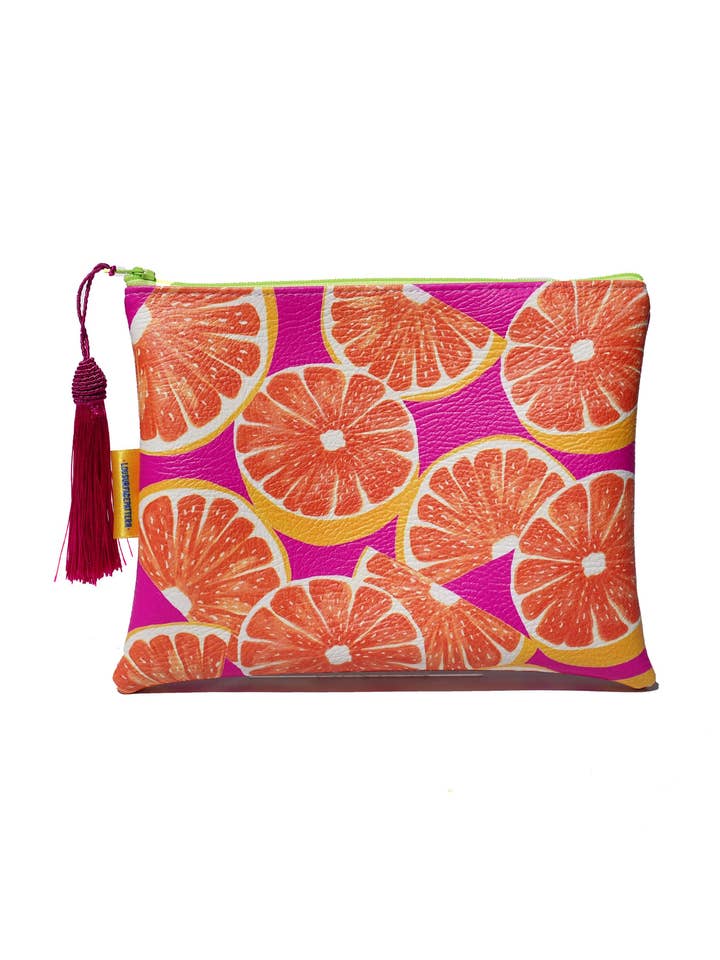 Grapefrukt veganskt läder sminkväska för wholesale av Lousurfacepattern