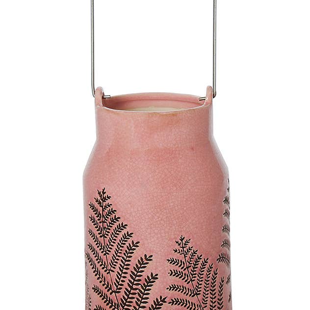 Dibor – wholesale Vase – Fern Leaf Embossed Pink Milk Churn Flower Vase2