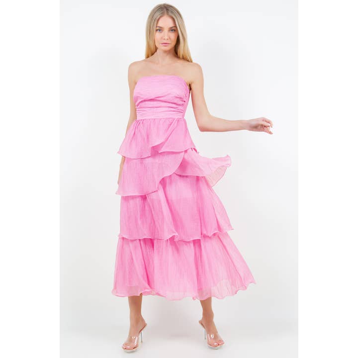 RUFFLE DETAIL TUBE MIDI DRESS for wholesale by LENA