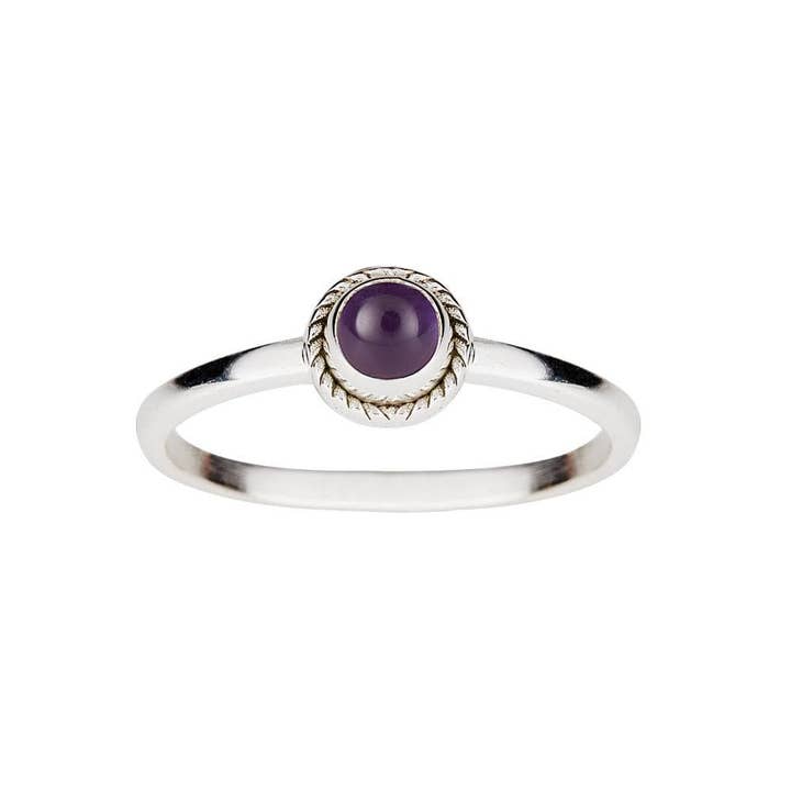 Juulry – wholesale Solitairering – Silver Flätad Ring med ametist