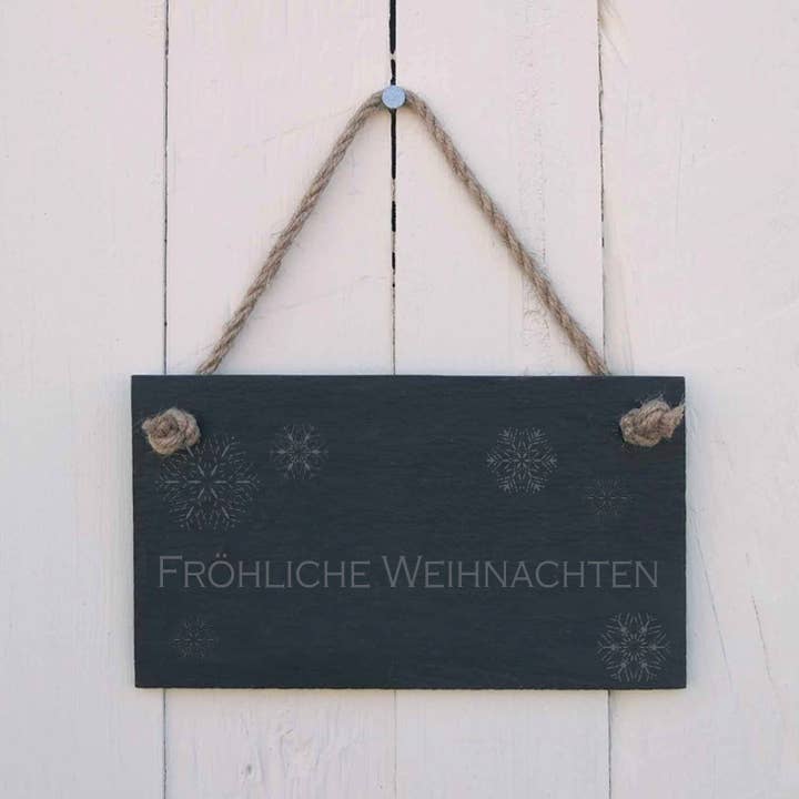 Hængende skilt tysk glædelig jul 'Frohliche Weihnachten' for engroshandel hos The House nameplate company
