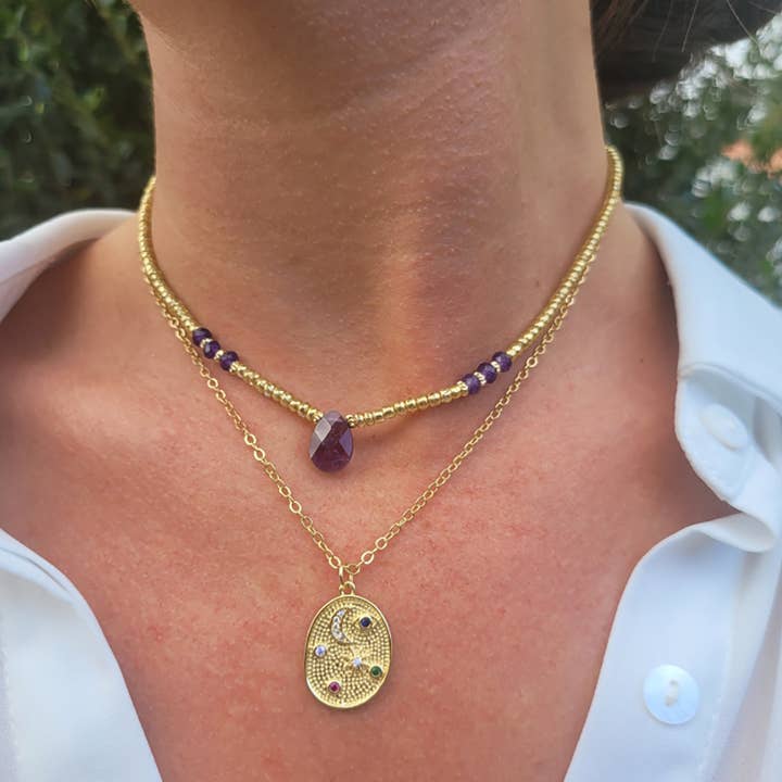 Malara amethyst necklace for wholesale by Moira Bijoux Creation