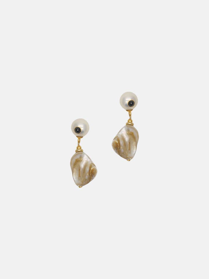 Baroque gold-plated earrings & semi-precious stones for wholesale by ZYROLA