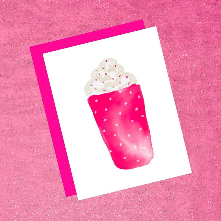 Carte de vœux rose de Noël à l'aquarelle pour les fêtes pour la vente par Tiffany Ascensio Designs | Watercolor Greeting Cards