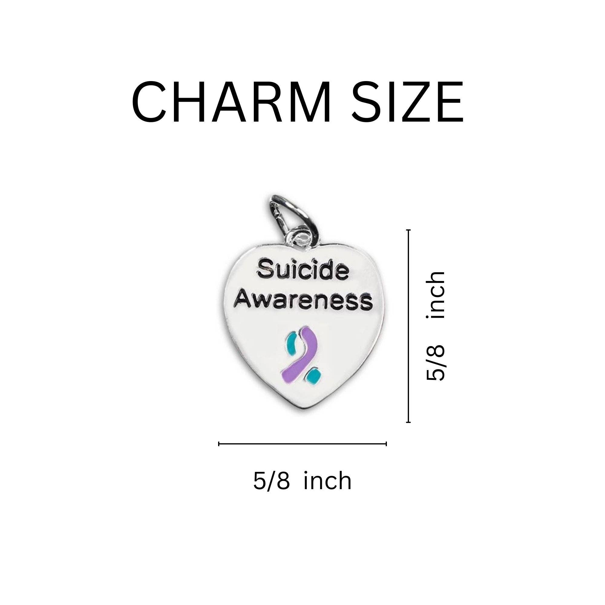 The Awareness Company - Wholesale Individual Charm/Pendant - Heart Shaped Suicide Awareness Hanging Charms1