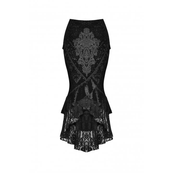 Necessary Evil (Kate's Clothing Ltd T/As) - Venta al por mayor Falda - Mujer - Falda de terciopelo con forma de cola de pez Dark In Love Zira5