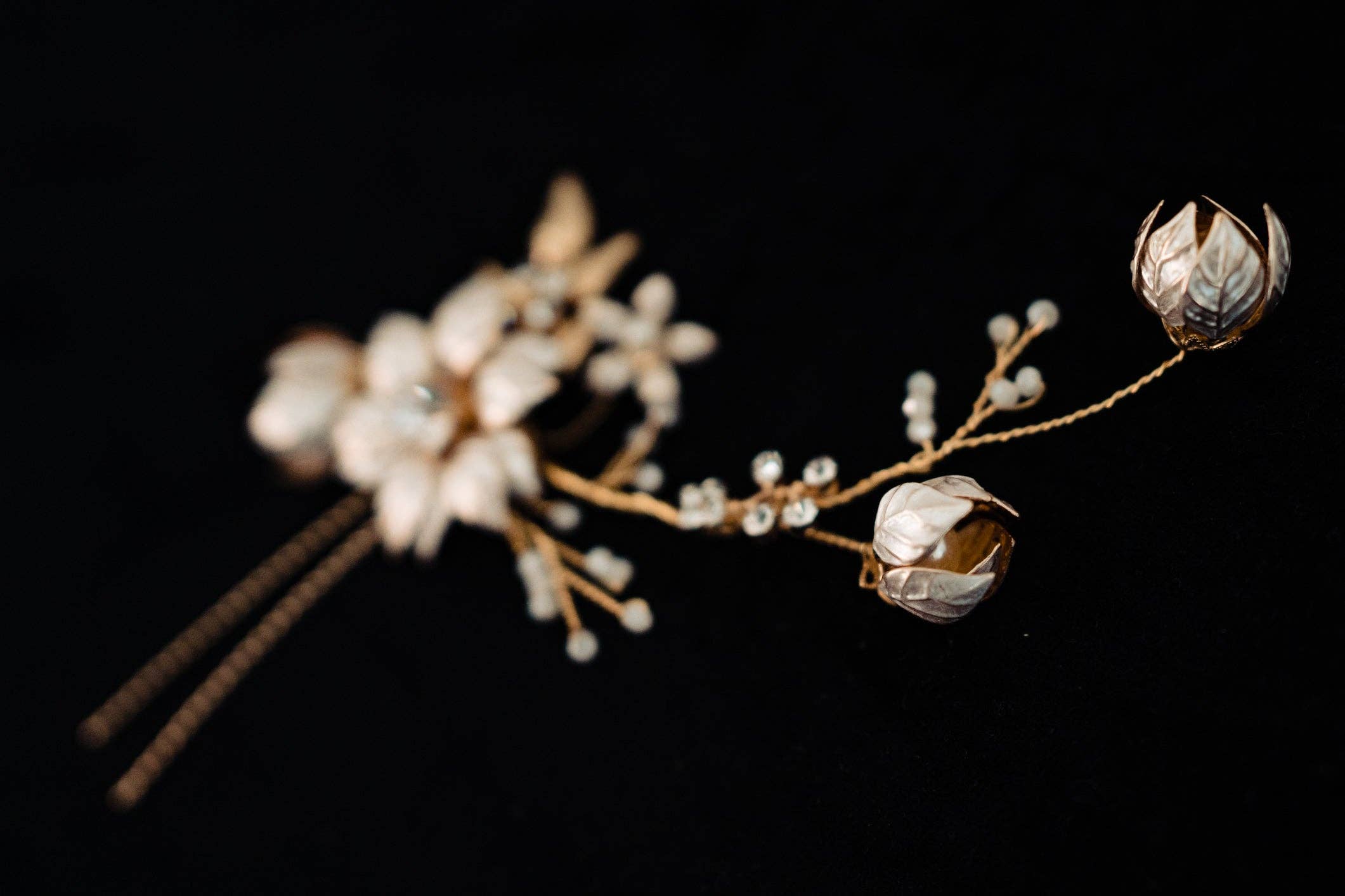 Brides and Belts - Wholesale Hair Pin - Esme Rose Gold Floral Hair Pin5