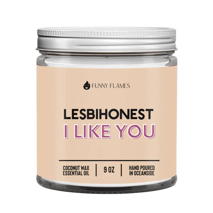 Lesbihonest, I Like You Candle -9oz for wholesale by Funny Flames Candle Co - Les Creme