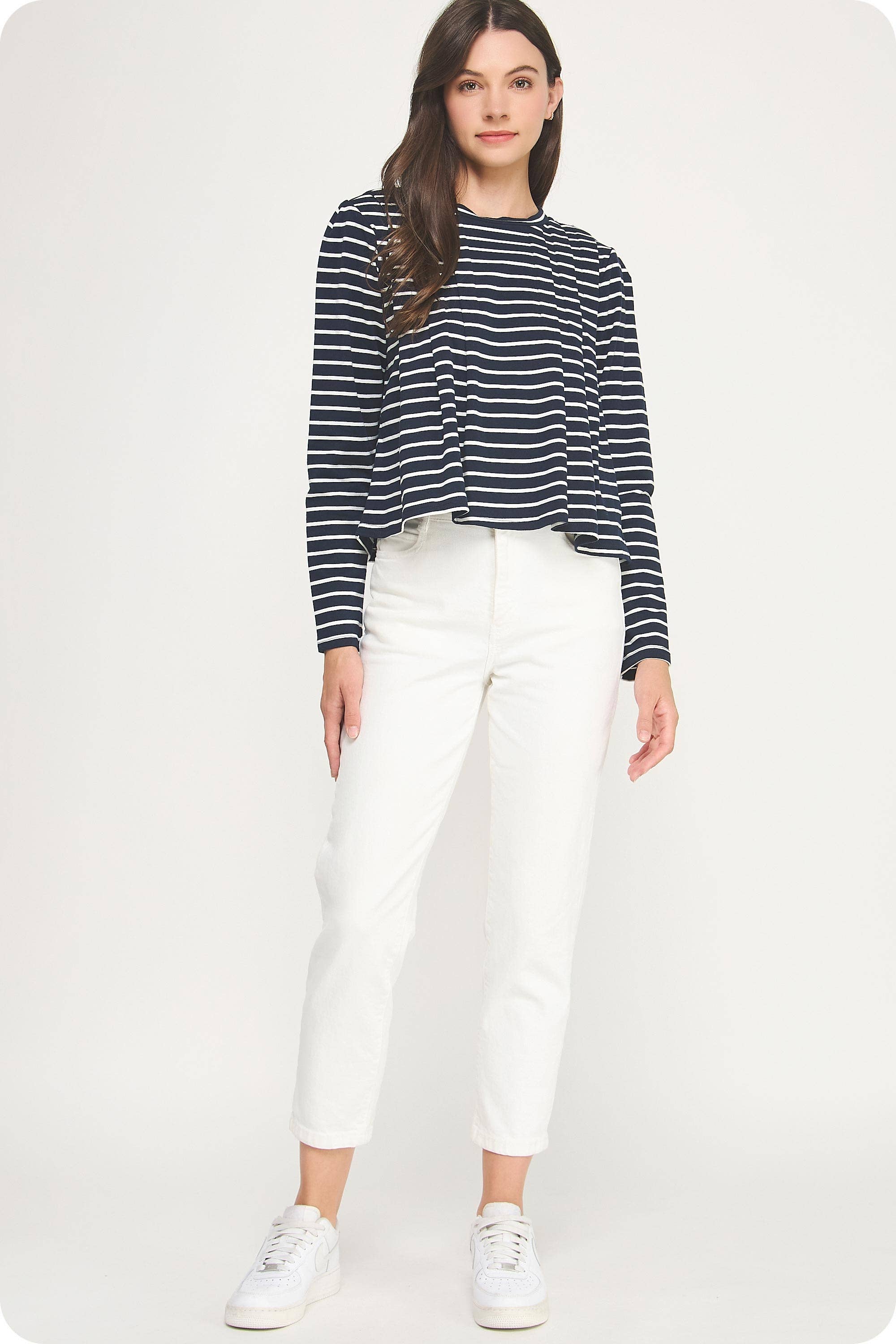 Strut & Bolt - Wholesale Blouse - Women's - Striped Shoulder Pad Knit Tee Top19