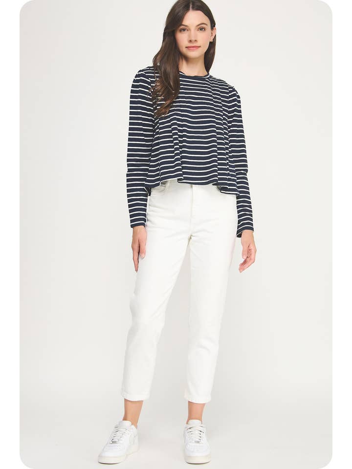 Strut & Bolt – wholesale Blouse – Women’s – Striped Shoulder Pad Knit Tee Top19