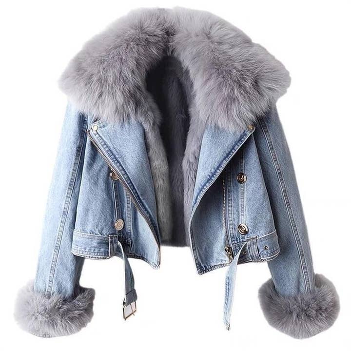 Productseeker - Wholesale Denim Jacket - Women's - JK1022Y Women's Detachable Faux Fur Lining Denim Jacket