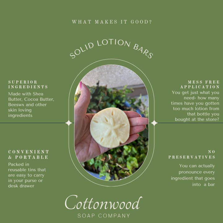 Cottonwood Soap Company - Wholesale Solid Lotion - Solid Hand Lotions| nourishing hand lotion in reusable tin12