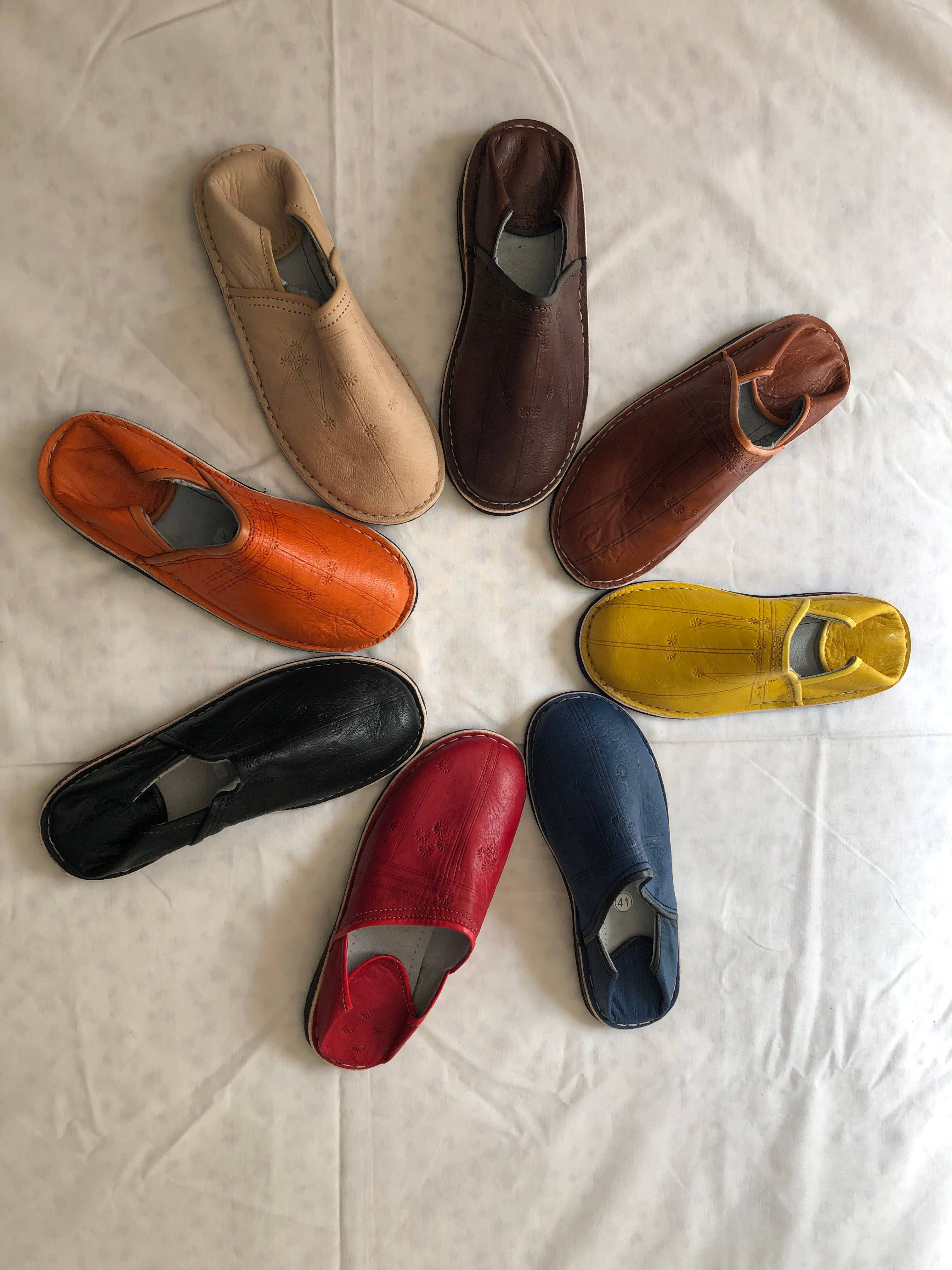 HandmadeBestSeller - Vente Chaussons – unisexe - Babouches marocaines unisexes en cuir biologique3