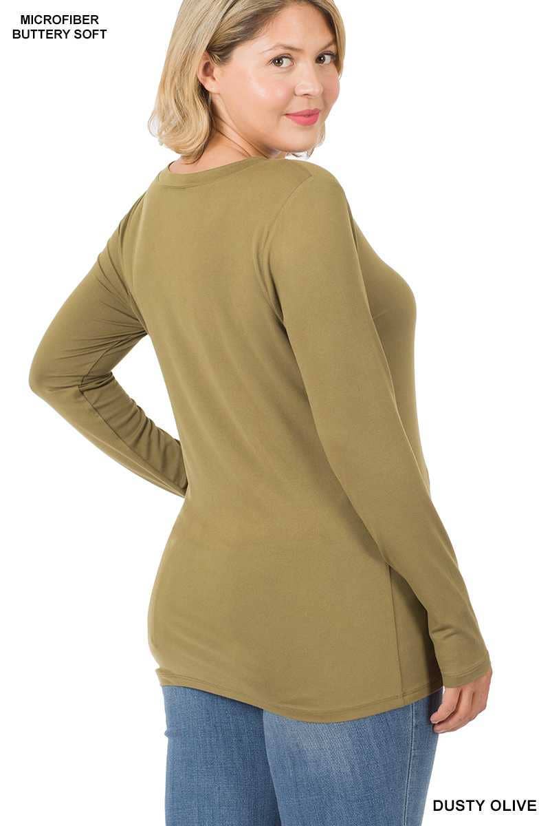 Vanilla Monkey - Wholesale Tunic - Women's - Plus Size Brushed Microfiber Long Sleeve V-neck Tee9