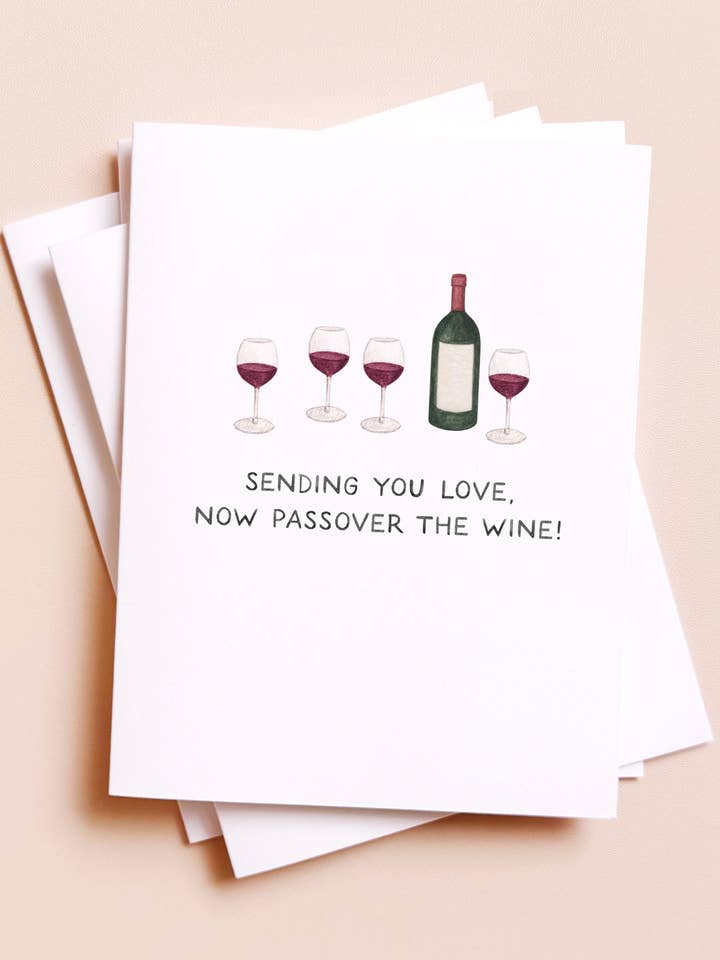 Sending Love And Wine — Passover Jewish Holiday Card for wholesale by Amy Zhang