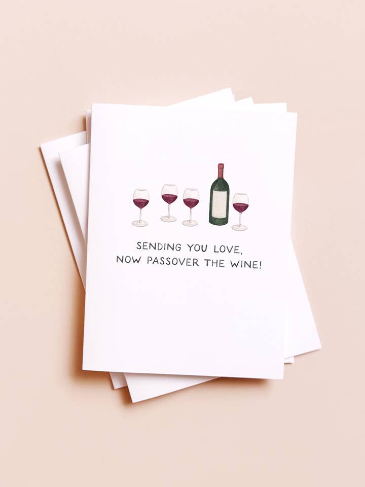 Sending Love And Wine — Passover Jewish Holiday Card for wholesale by Amy Zhang