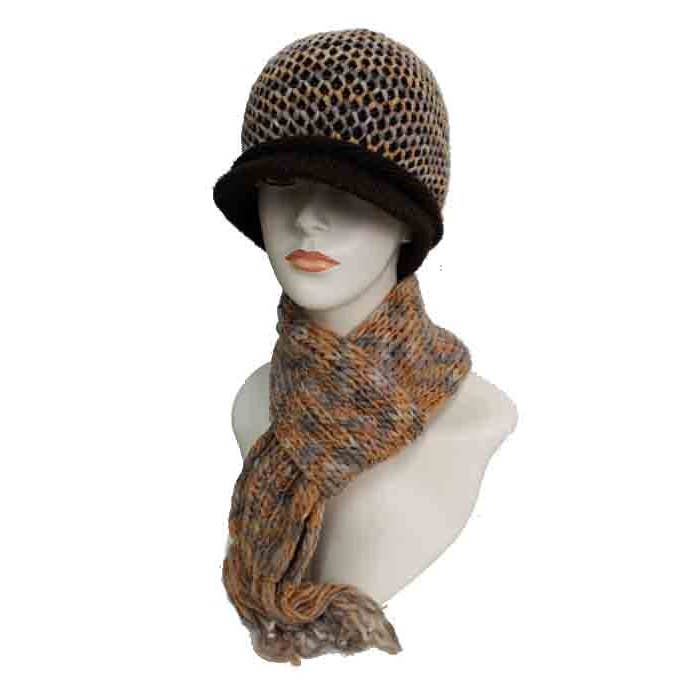 Cap Zone - Wholesale Beanie - Women's - Visor Design Crochet Super Softness Two Set Beanie1