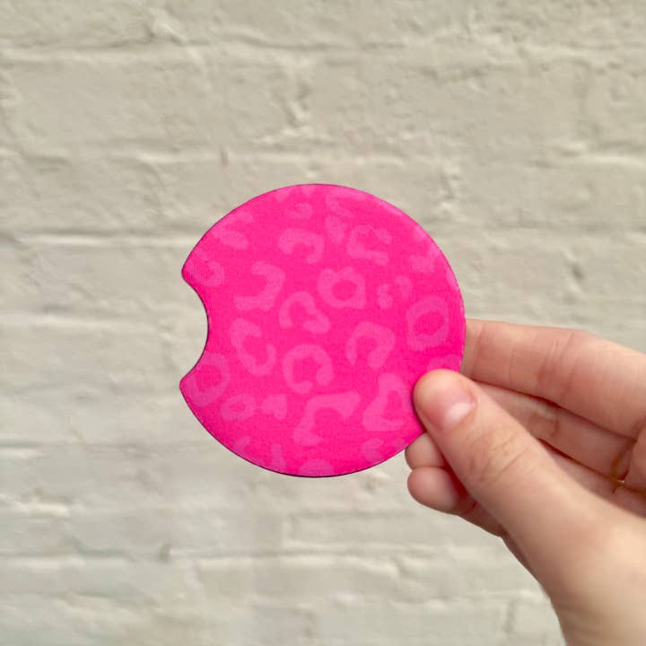 XO Wholesale - Wholesale Car Coaster - Women's - Hot Girls Hit Curbs Pink Leopard Neoprene Car Coasters