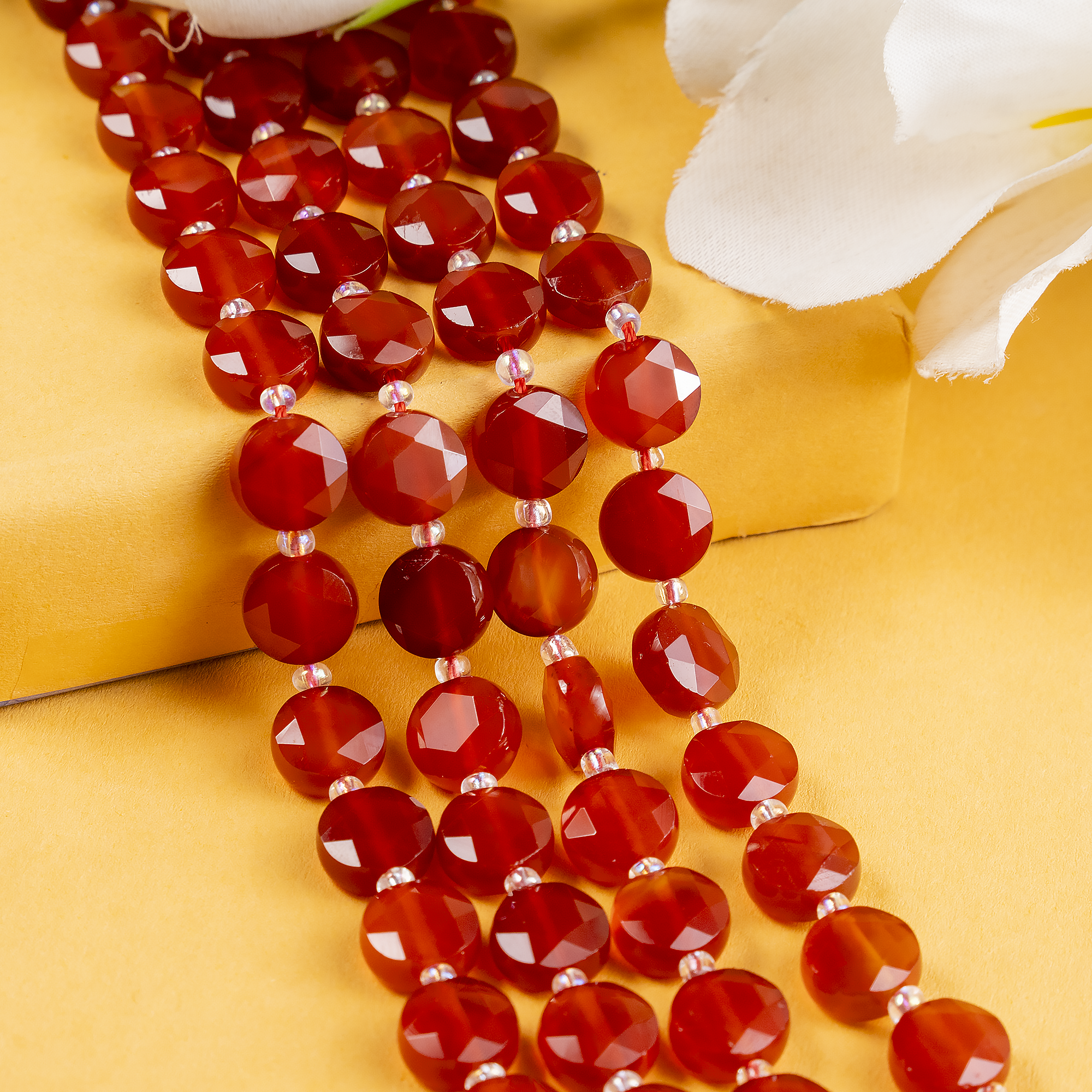 Soothing Crystals Beads - Wholesale Beads - Heishi Disc Beads | Red Onyx | Flat Crystal Beads0