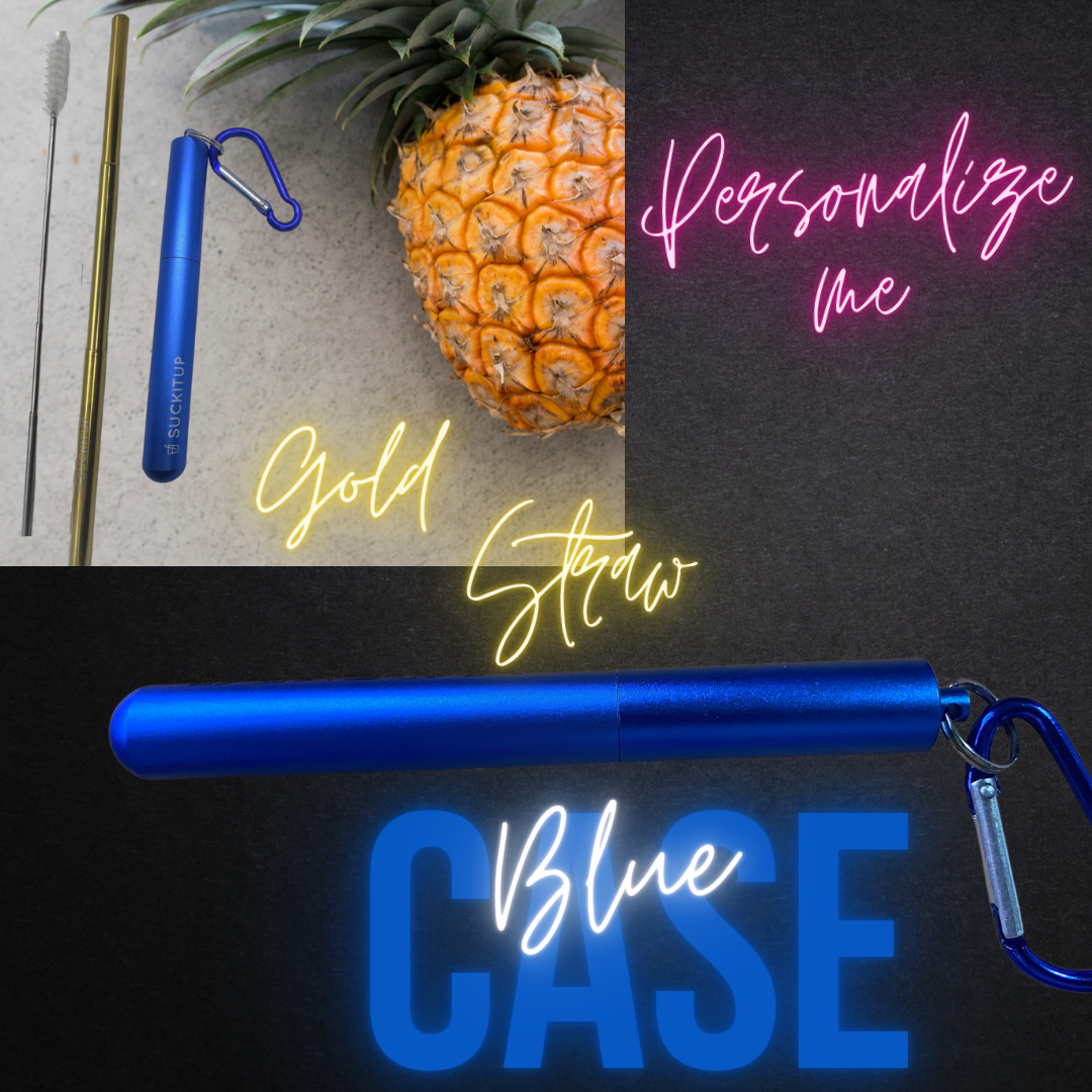 Suck It Up Straws - Vente Paille - Pailles métalliques télescopiques avec étui pour porte-clés et brosse de nettoyage3