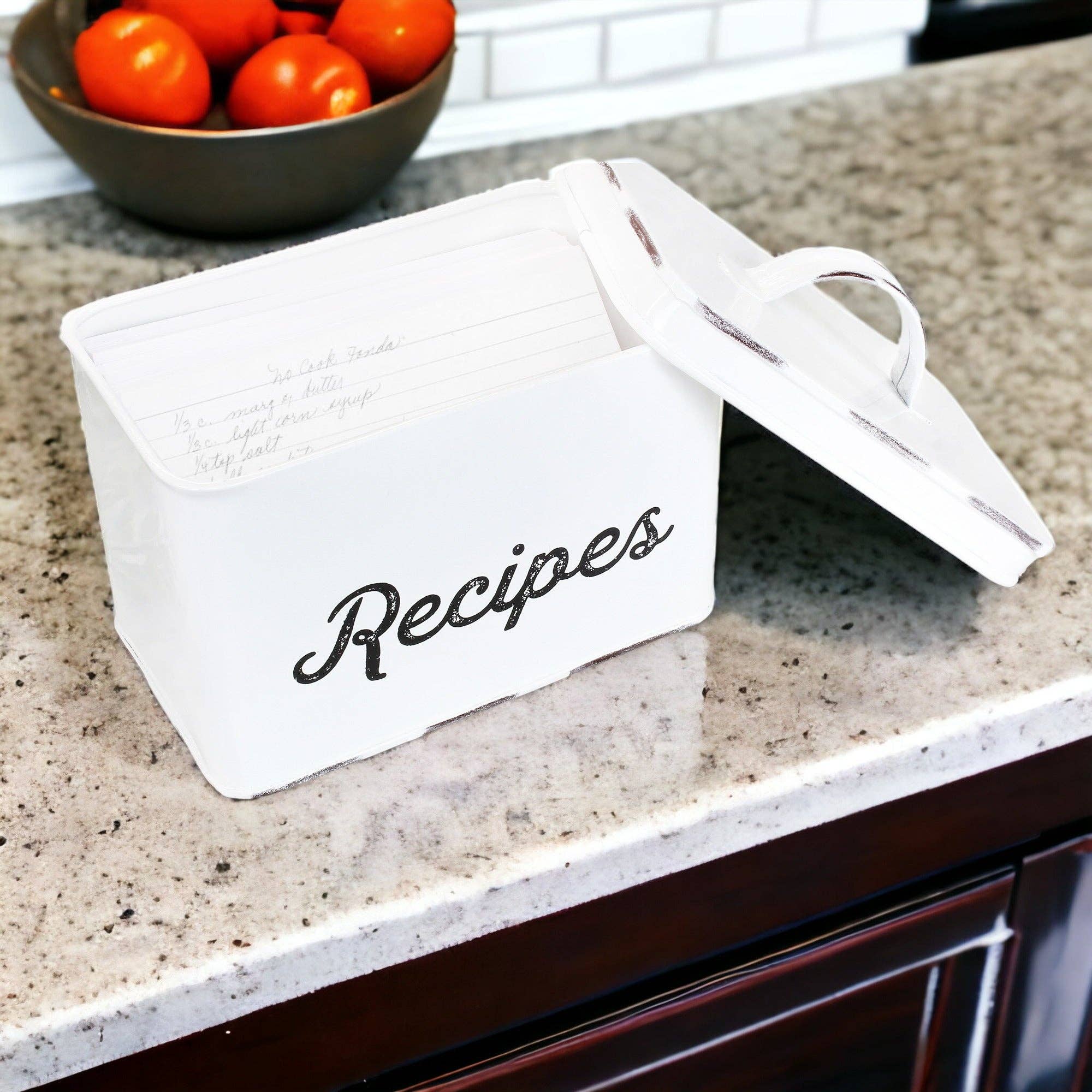 Kurated Korner - Wholesale Recipe Box - AuldHome Design Enamelware Recipe Box4