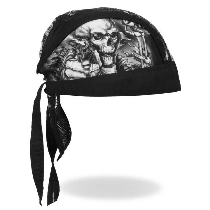 BLACK Hot Leathers Smokin Five Skulls Lightweight Headwrap HWH1093 for wholesale on Faire2