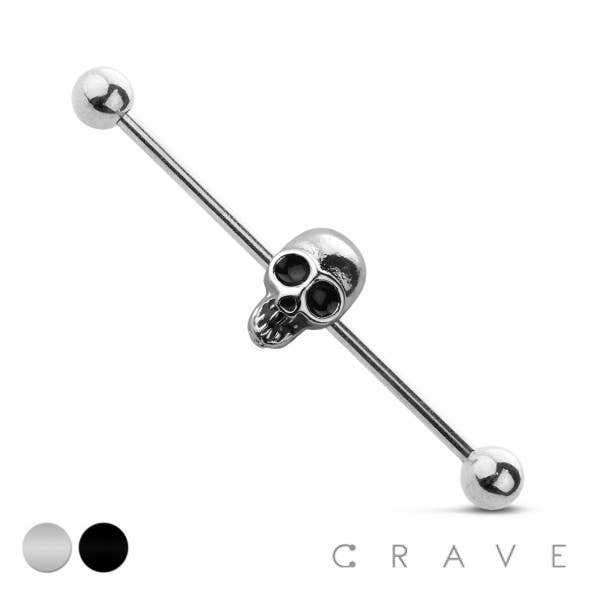 SKULL HEAD (ALLOY) 316L SURGICAL STEEL INDUSTRIAL BARBELL for wholesale by CRAVE