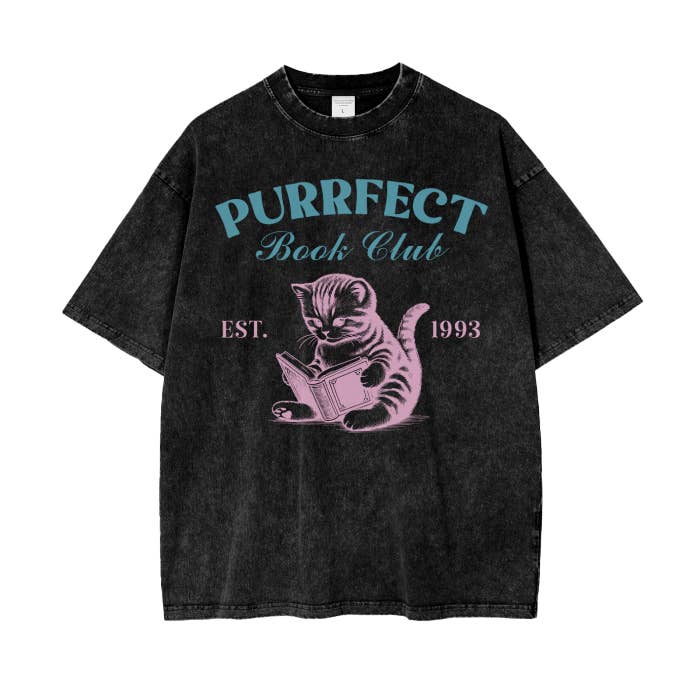 Purrfect Book Club-shirt - Oversized dierenshirt voor wholesale door Colorfulmamas