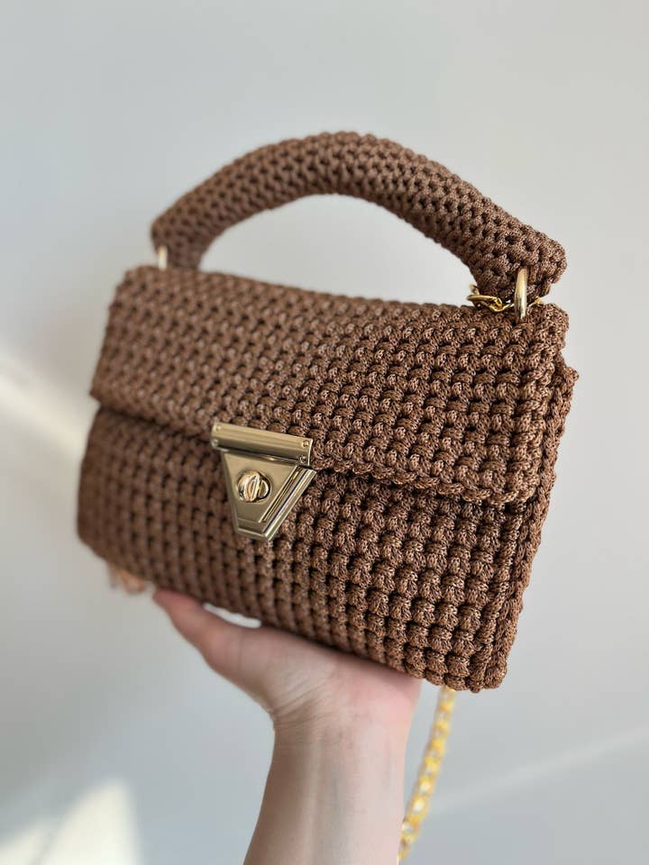 CHQEL Polyester Macrame Shoulder Bag Handmade Crochet Bag for wholesale by CHQEL